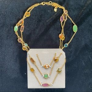 Multistrand Rainbow Collar Necklace by Carolee goldtone multistone